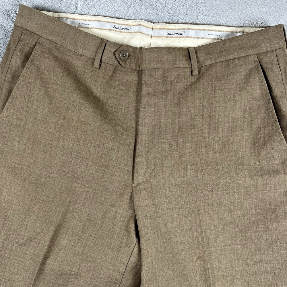 Santorelli Romeo 100% Wool Dress Pants Tan Made in Italy Size 34